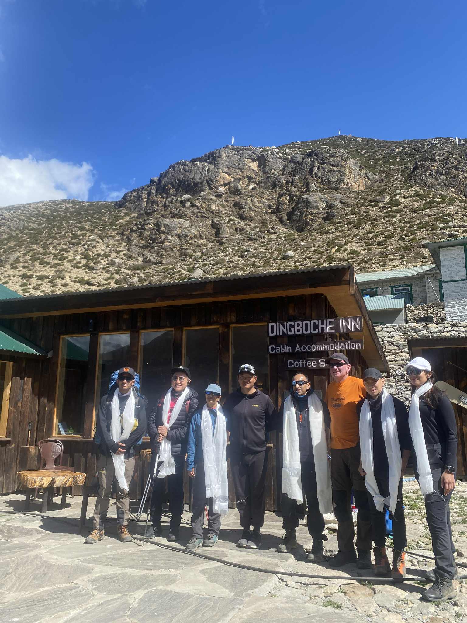 Mountain and lodge scene 5 at Dingboche Inn